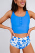 Square Neck Sleeveless Print Tankini Set